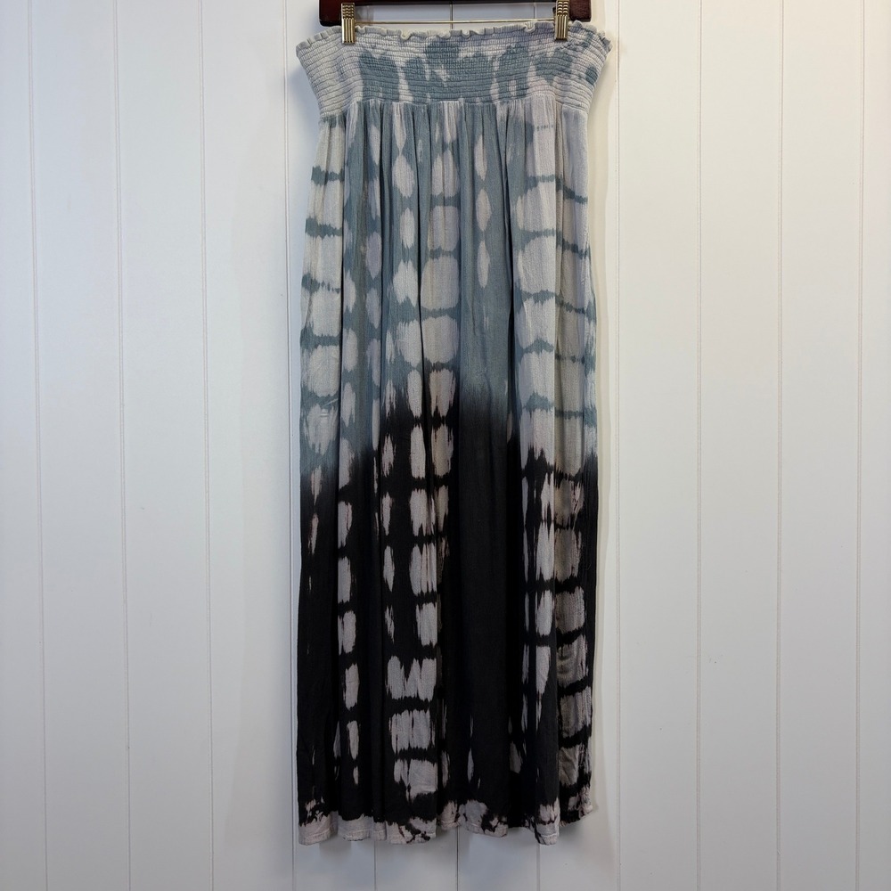 Ana & Rose Boho Hippie Tie Dye Maxi Skirt Women Size L Smocked Festival Summer